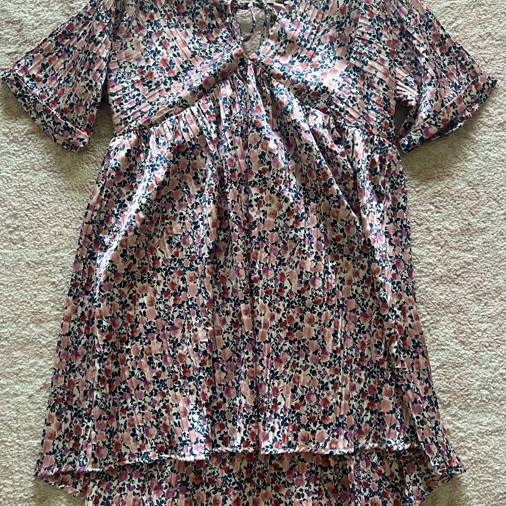 Lulu's Pink and Blue Floral Dress